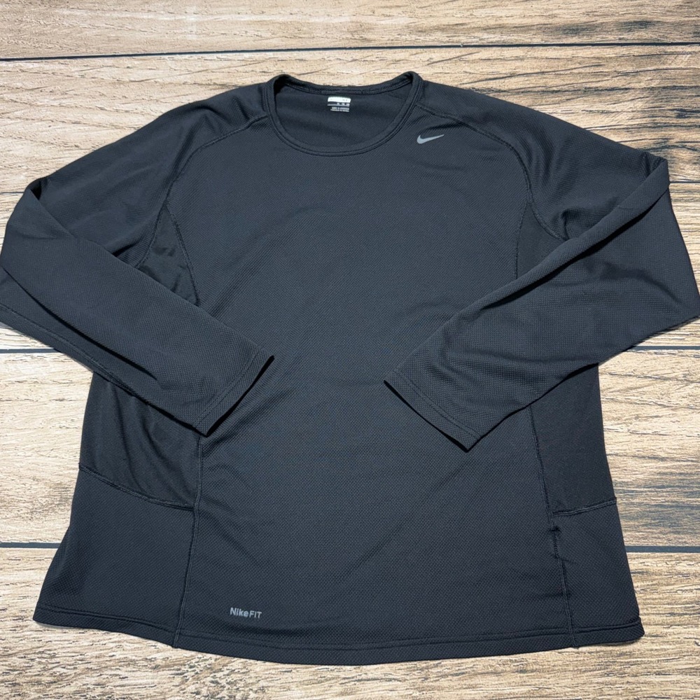 Vintage Nike Performance Shirt Mens XL Black NikeFit Long Sleeve 206412-010